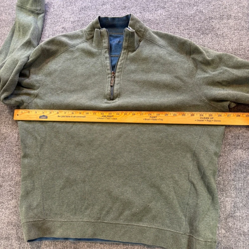Tommy Bahama Mens Reversible Quarter Zip Pullover Green Blue Sweatshirt XL